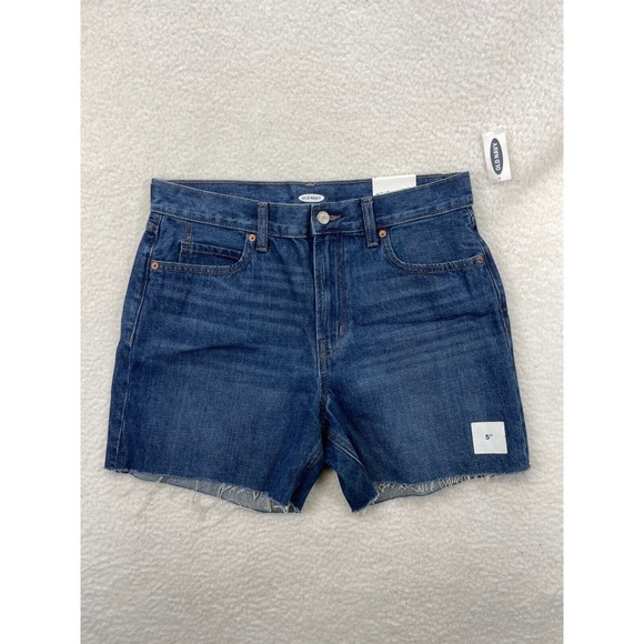 Old Navy Pants - Old Navy Women's Jean Shorts Size 8 Blue High Rise 5"‎ Inseam Cutoff Hem